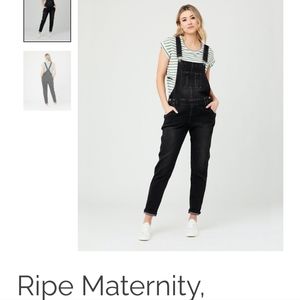 Ripe Maternity Denim Overalls in Black (Size Large)